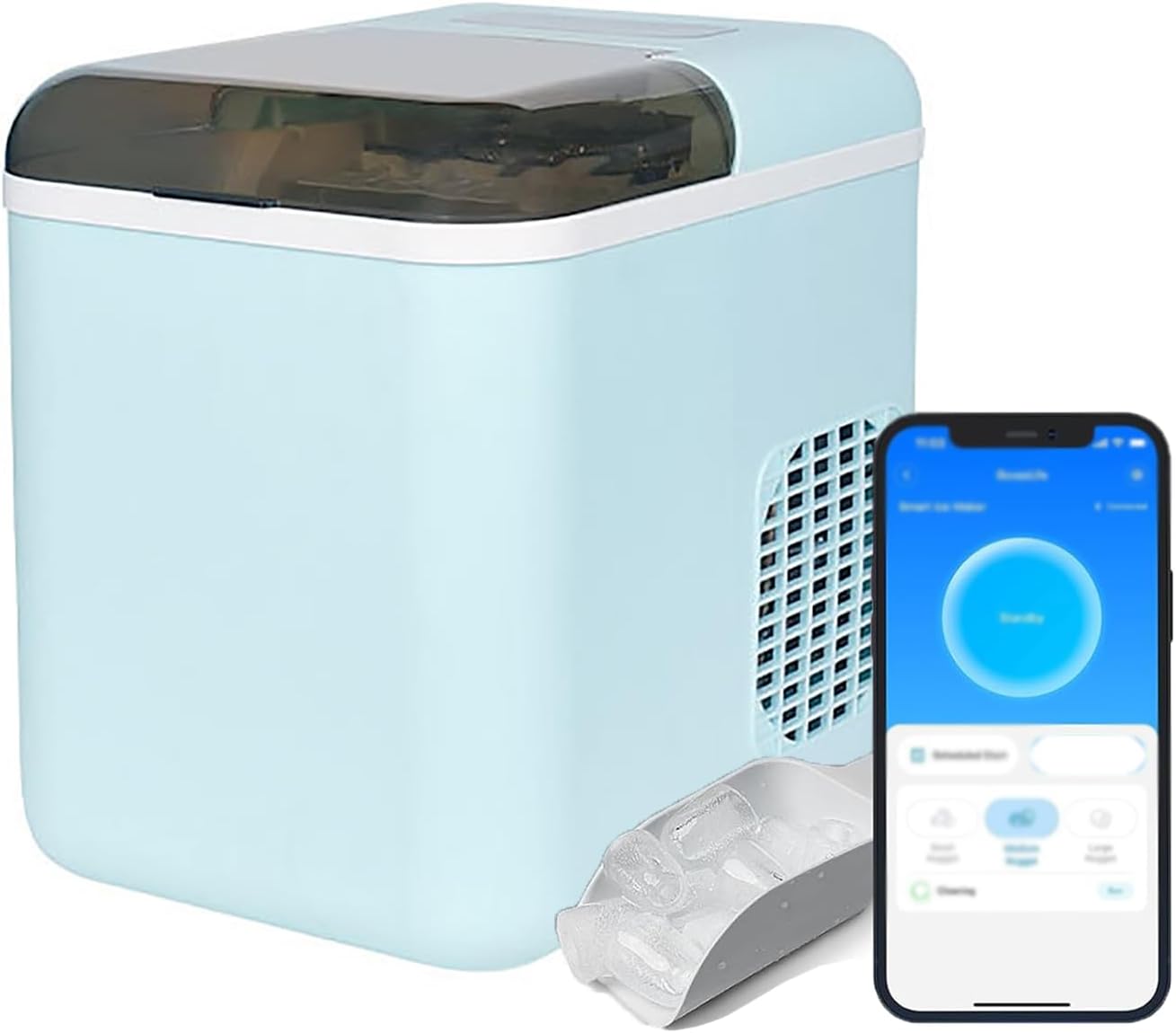 Household Ice Machine, 9 Cubes in 6-8 Mins, 15KGper Day, APP Remote Ice Making, Self-Cleaning Ice Makers with Basket and Scoop, for Home, Kitchen, Camping