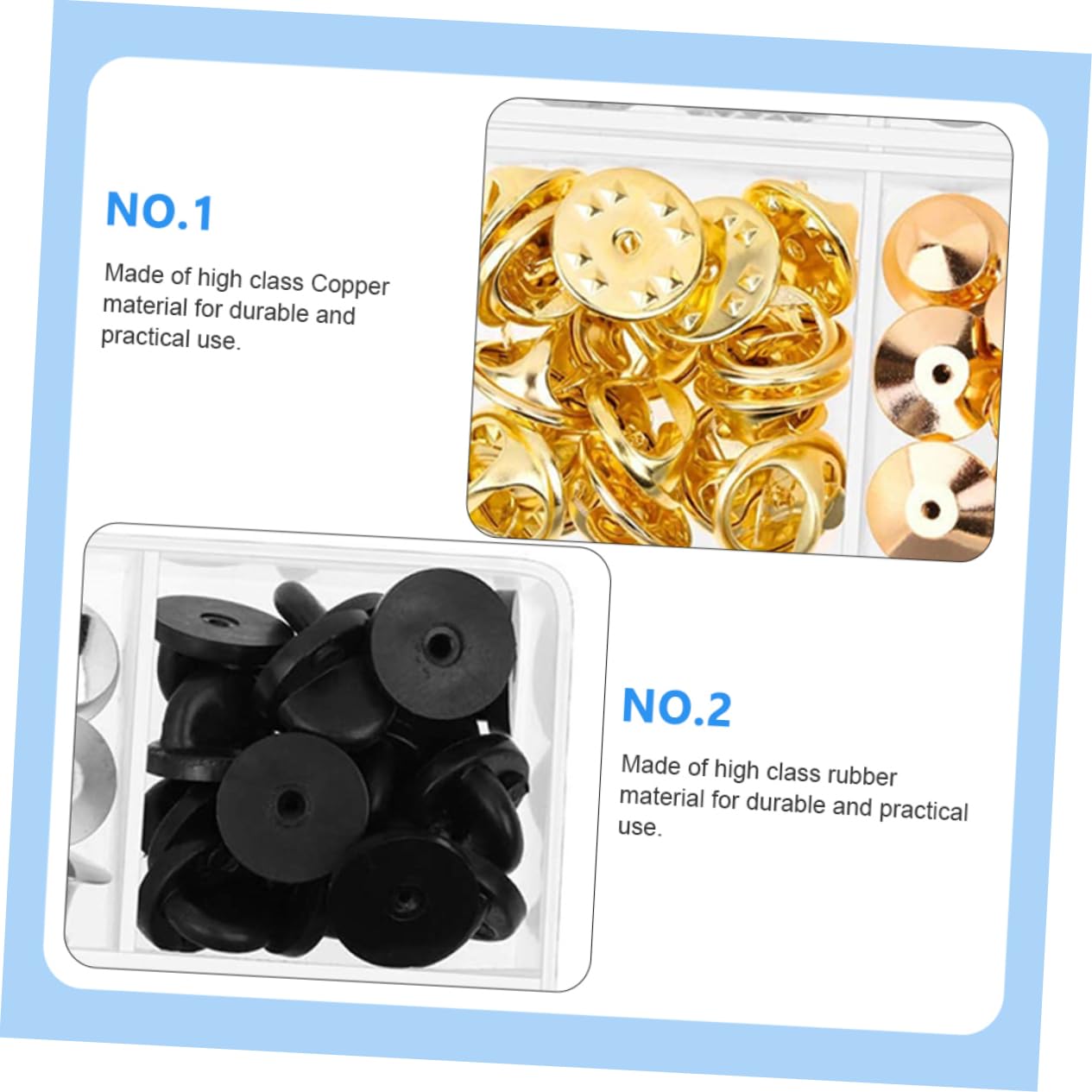 NUOBESTY 252piezas Pin Back Keepers Goma Repuestos Multifuncionales Para Broches Alfileres De Solapa y Joyería