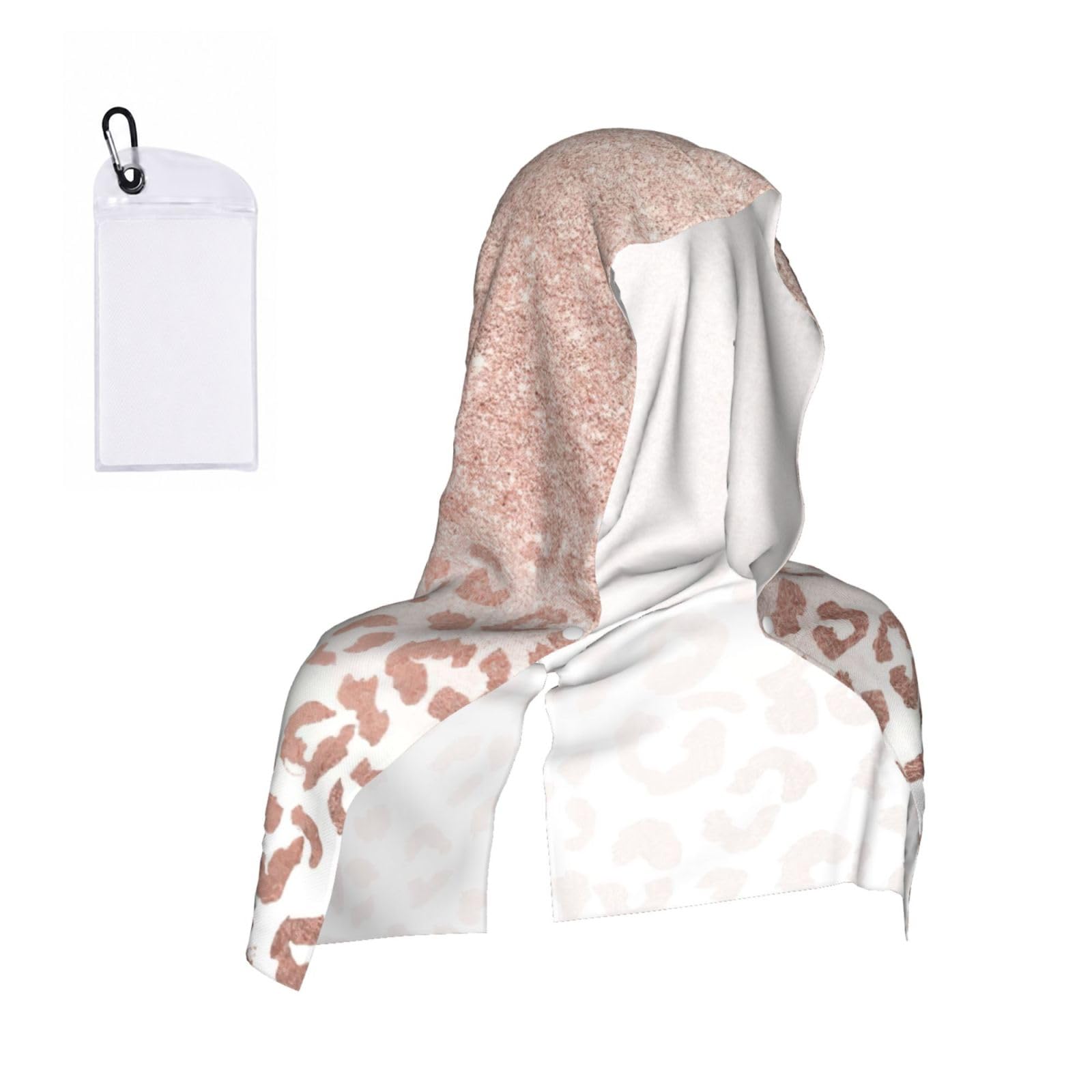 DUWAA Rose Gold Glitter Print Cooling Hooded Sports Towel, 30×60cm Quick Drying Summer Cool Head Wrap For Neck And Face