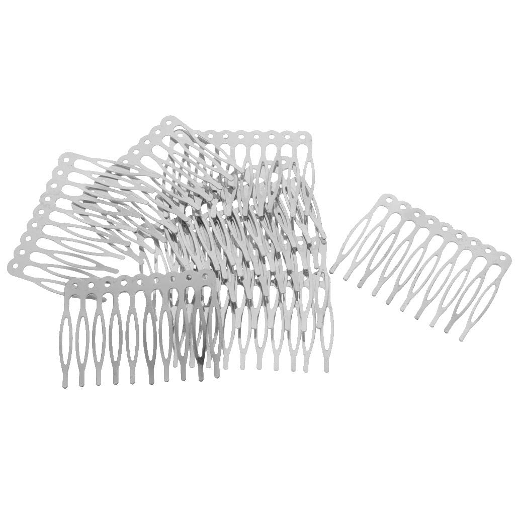 20 Stück Unbemalte Metallhaarkämme, 55 Mm, mit 10 Zinken, für DIY Haaraccessoires