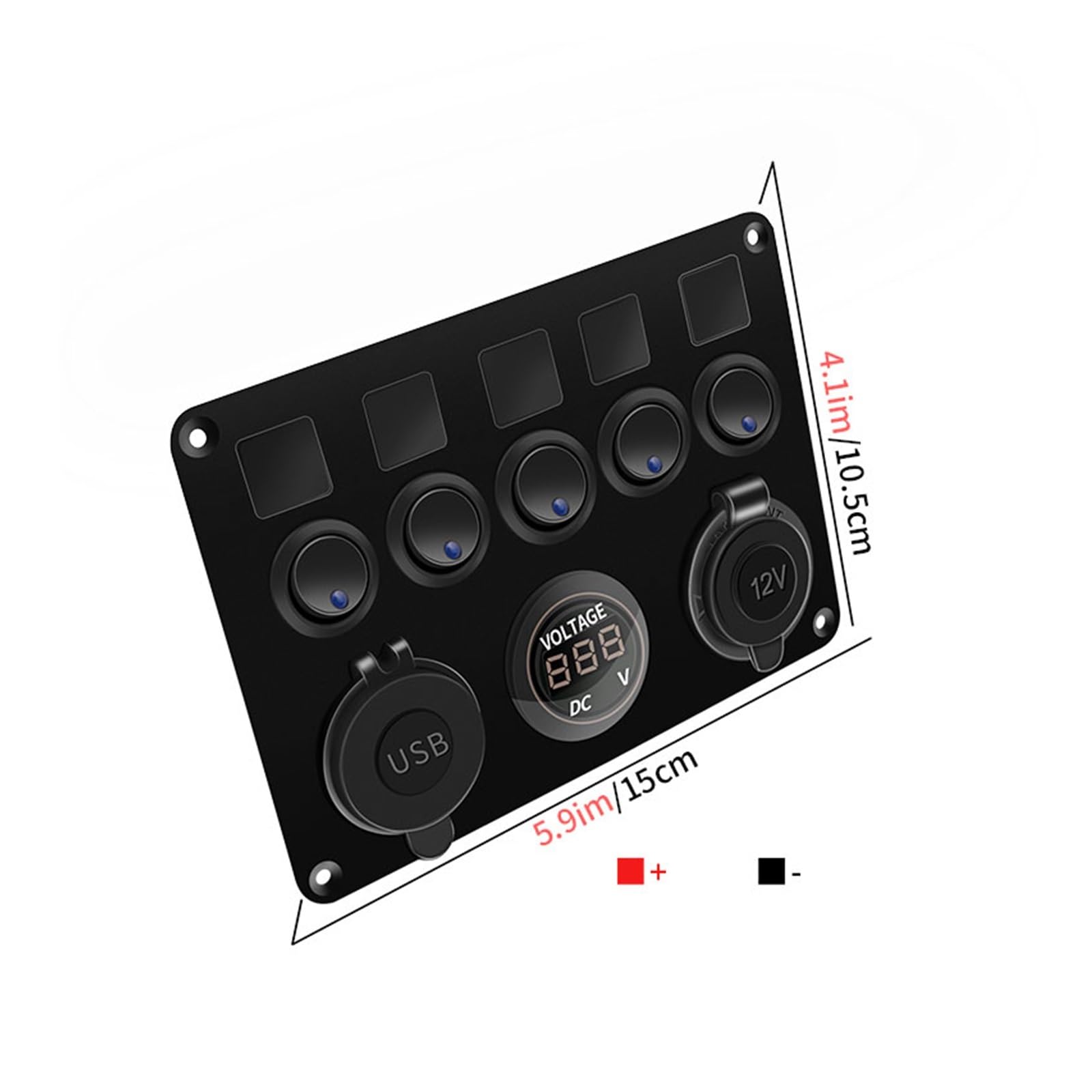 Panel przełączników Led z podwójnym portem USB 12V woltomierz cyfrowy przełączniki sterujące dla samochodów morskich łódź przyczepa kempingowa Camper RV akcesoria (Color : Blue)