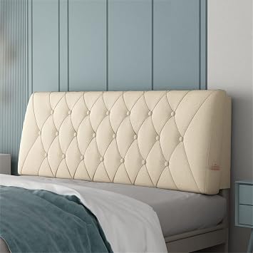 ZZYY Bedside Cushion Bed Backrest Linen Headboard Cushion Support Reading Pillow Bolster for Twin Full Queen King Daybed Bed Bunk Bed Removable Washable,Beige,35.4"/90cmSingle
