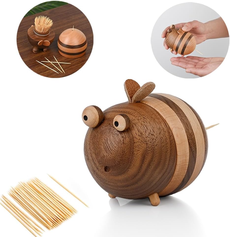 Bee Toothpick Holder Dispenser - Unique Kitchen Gadgets for Home Decor and Gifts, Cute Kitchen Accessories for Bee Lovers, Bee Decor - Perfect Kitchen Gifts Idea--Includes 150 Pcs Toothpicks