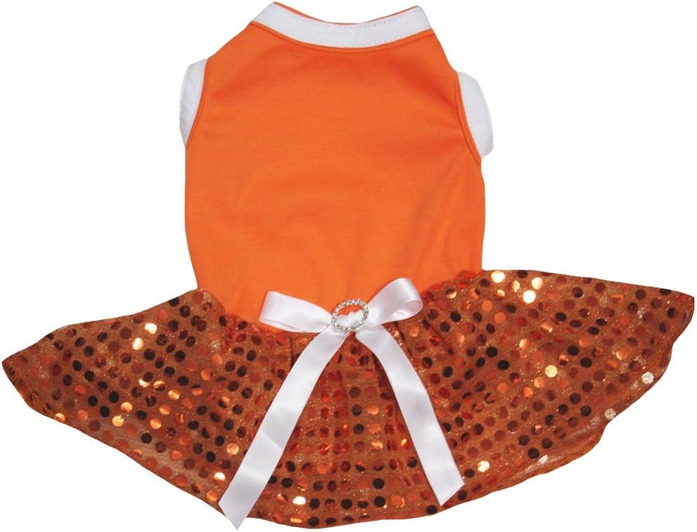 Petitebella Plain Sequins Tutu Puppy Dog Dress (White/Black Sequins, Medium)