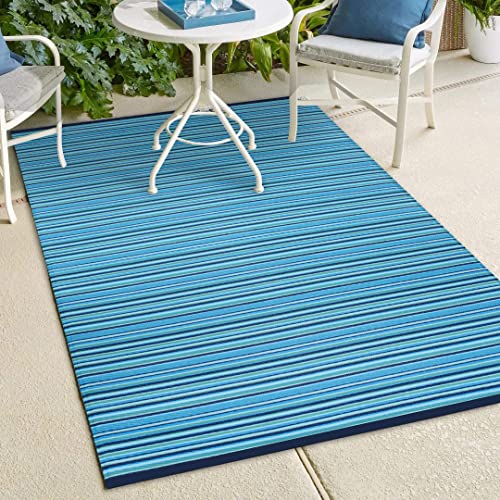 Green Decore Weaver Premium Grade Stain Proof Reversible Plastic Outdoor Rug(4 x 6, Turquoise Blue)
