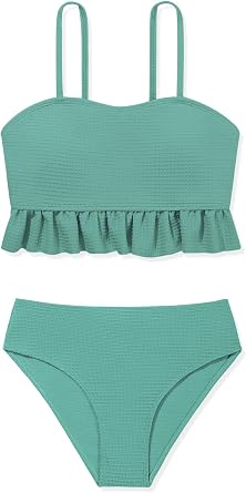 Girls 2 Piece Swimsuits Cute Ruffle Beach Swim Bathing Suits Teen Girls Swimwear Swimming Bikini Set