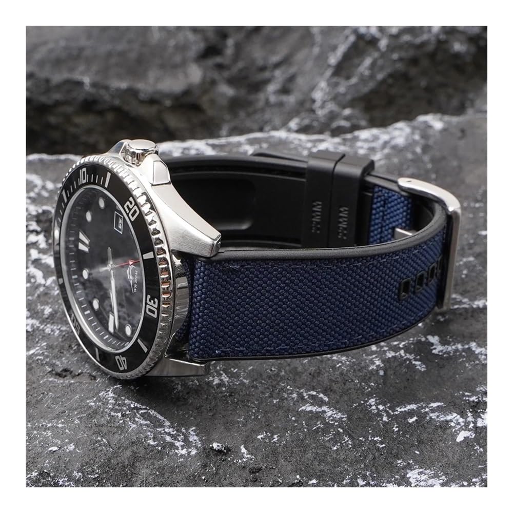 Gewebtes Canvas-Gummiarmband, 20 mm, 22 mm, 24 mm, Schnellverschluss, wasserdicht, für Herren, Nylon, Sport, Ersatzarmband, Uhrenarmband, passend für Omega und Seiko