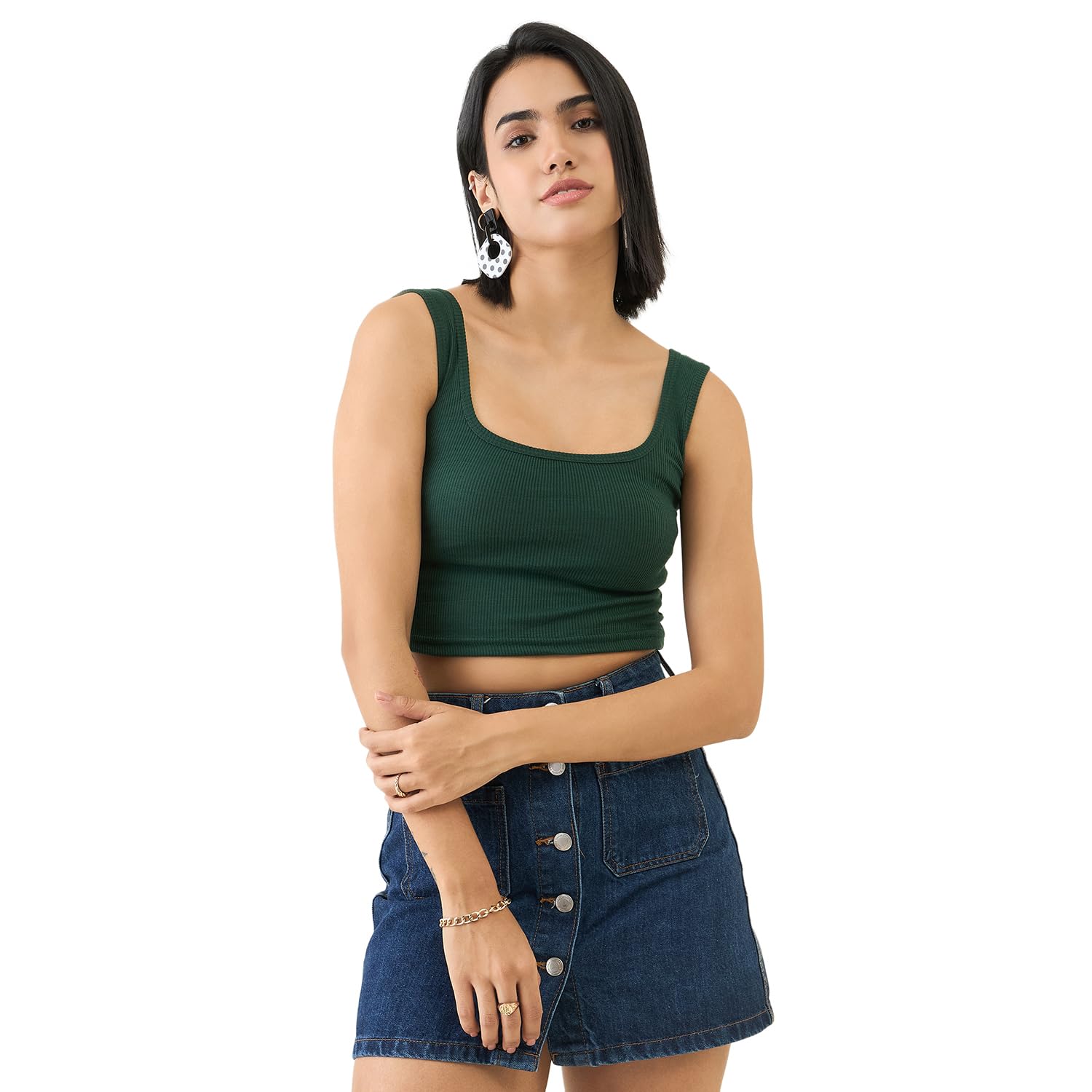 bearbrother Women's Ribbed Square Neck Sleeveless Crop Tank Top-picture-20