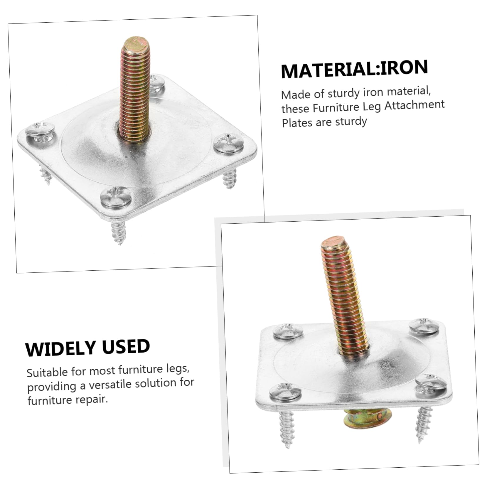 SEWACC 4 Sets Furniture Leg Connector Plates Sturdy Mounting Plates for Couch Chair Repair Enhance Stability Durability Secure Attachment for Wobbly Furniture