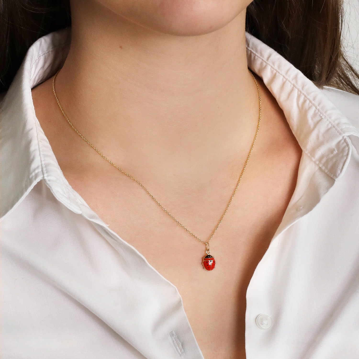 forme di Lucchetta - Catenina con Coccinella Portafortuna Oro 9kt | Oro giallo 9 carati, 45 cm riducibile a 42, regalo bambina ragazza