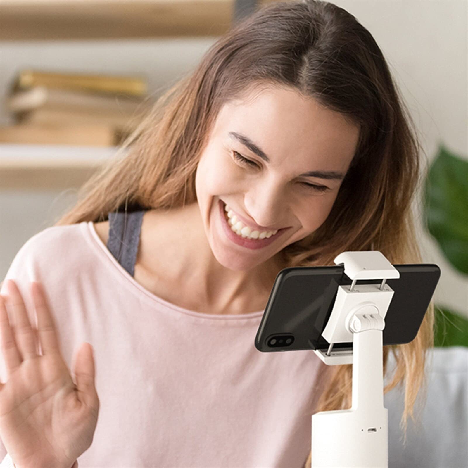 SCRUBY Stabilizator kije do selfie do zdjęć, vlogów, nagrywania wideo na żywo, inteligentny, 1 szt., rozpoznawanie twarzy, ulepszony aparat gimbalowy, biały