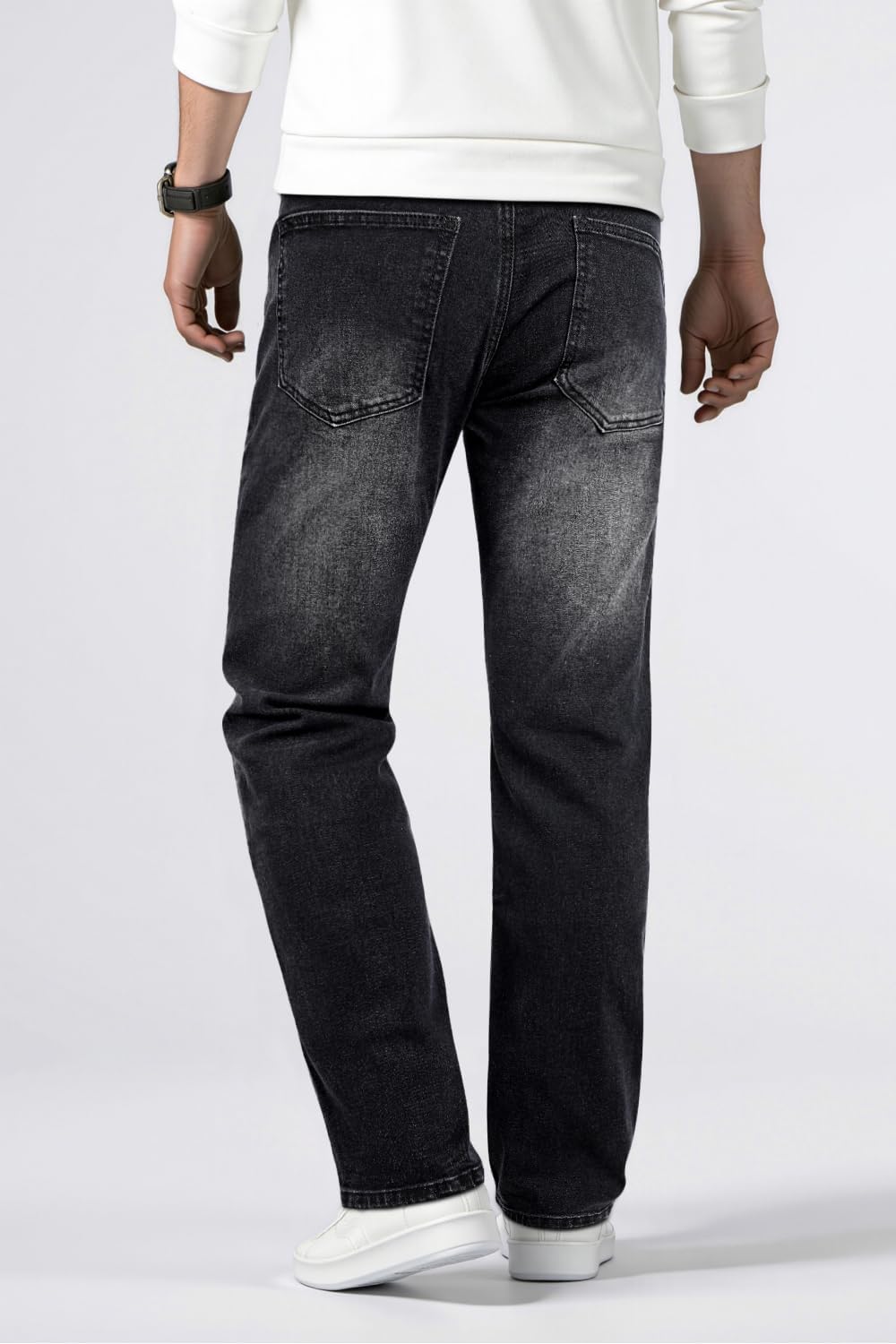 Heyfanee Mens Jeans Relaxed Fit Stretch Denim Jeans for Men Straight Leg Comfort - Image 4