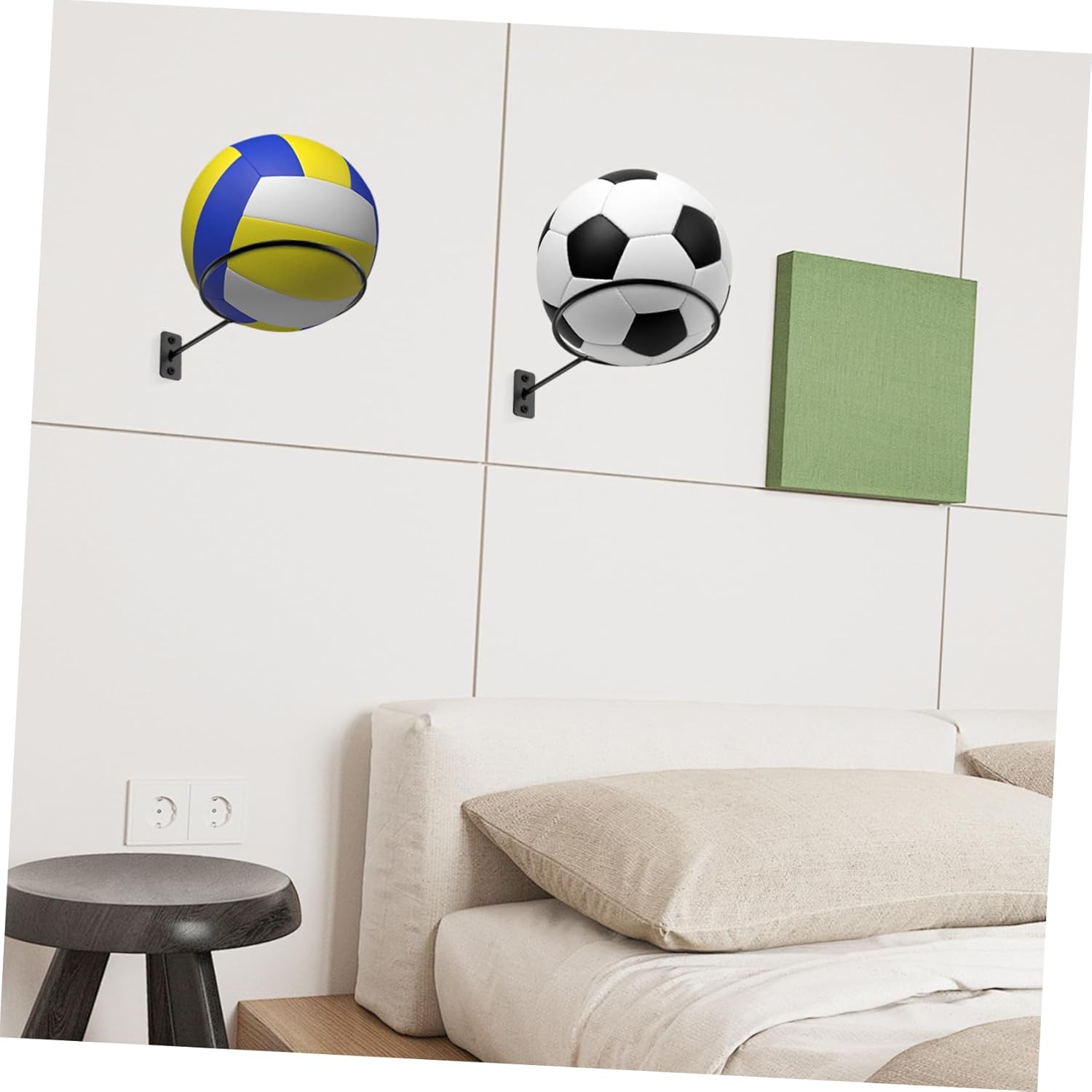 7Pcs Ball Holder Wall Mount Durable Basketball Football and Volleyball Storage Rack for Garage Organization Easy Installation Multi Purpose Sports Ball Display