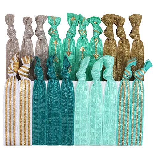 Hair Ties "20 Pack" - Ponytail Holders No Crease Elastic Stretchy Creaseless Knotted Ribbon Elastics - by Kenz Laurenz