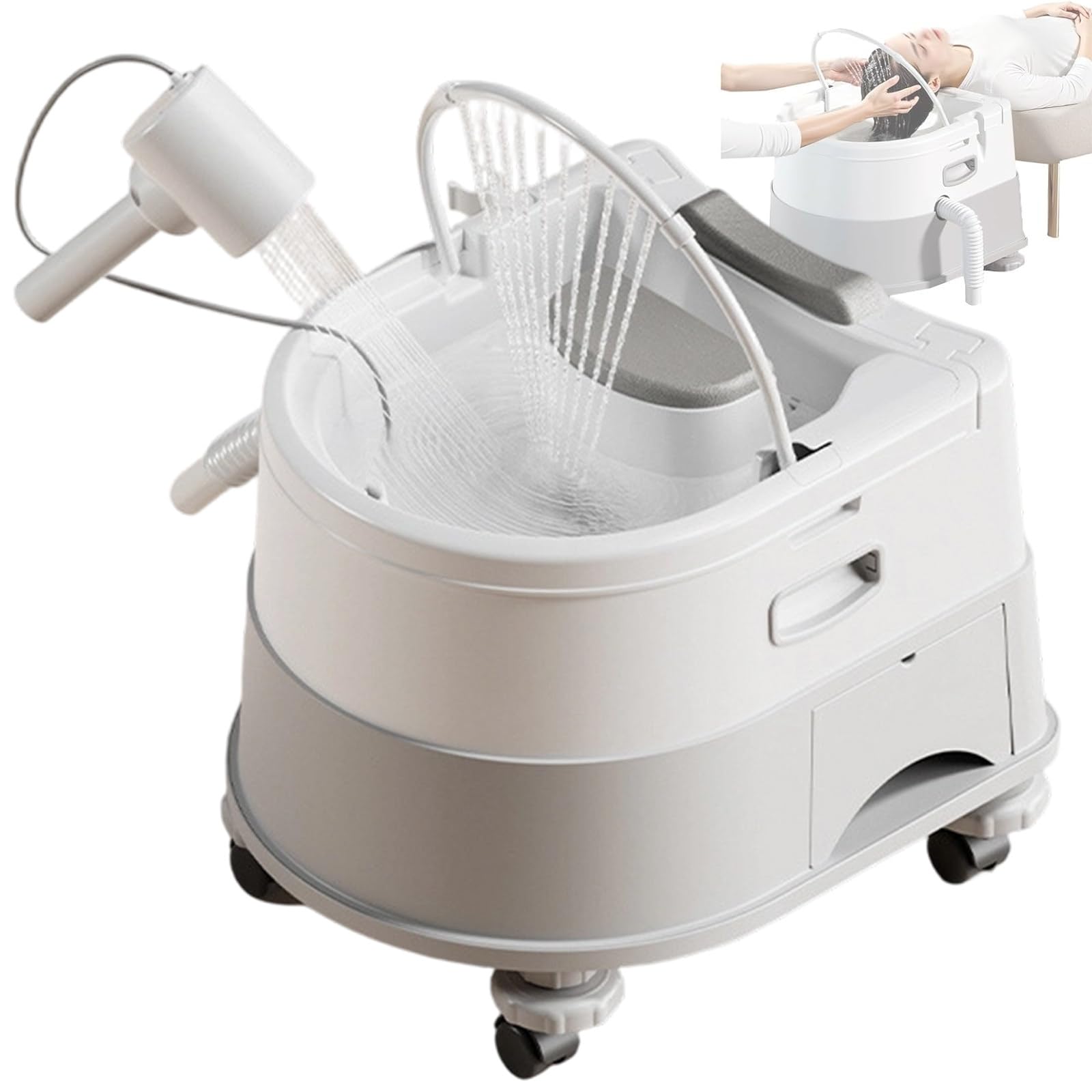 GwlThixion Head Spa Shampoo Basin, Portable Head Spa Attachment for Shampoo Bowl, Constant Temperature Water Circulation and Warm Steam for Scalp Care Gray-Package7