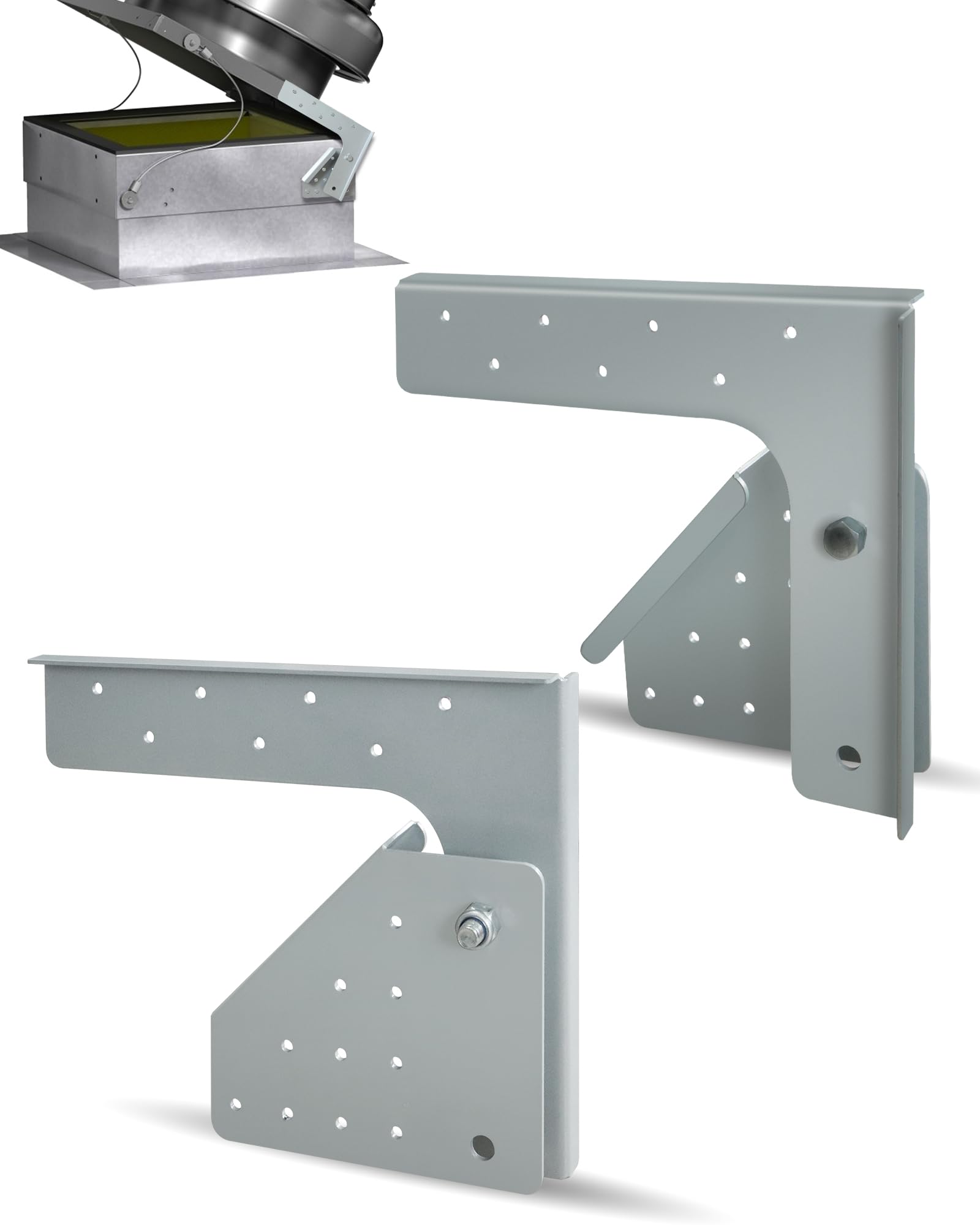 11.8" × 9.8" Exhaust Fan Hinges for Restaurant Canopy Hood, Heavy-Duty L Commercial Exhaust Fan Hinge Kit, Used on Fans with Wheels Larger than 20" or Fans with Bases of 33” or Larger