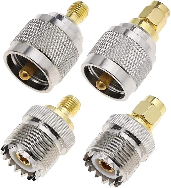 ZXShow RF Antenna Adapter Kit 4 Type Set SMA to UHF Adapter SO239 Female to SMA Male SO239 Female to SMA Female PL259 Male to SMA Male PL259 Male to SMA Female Connectors