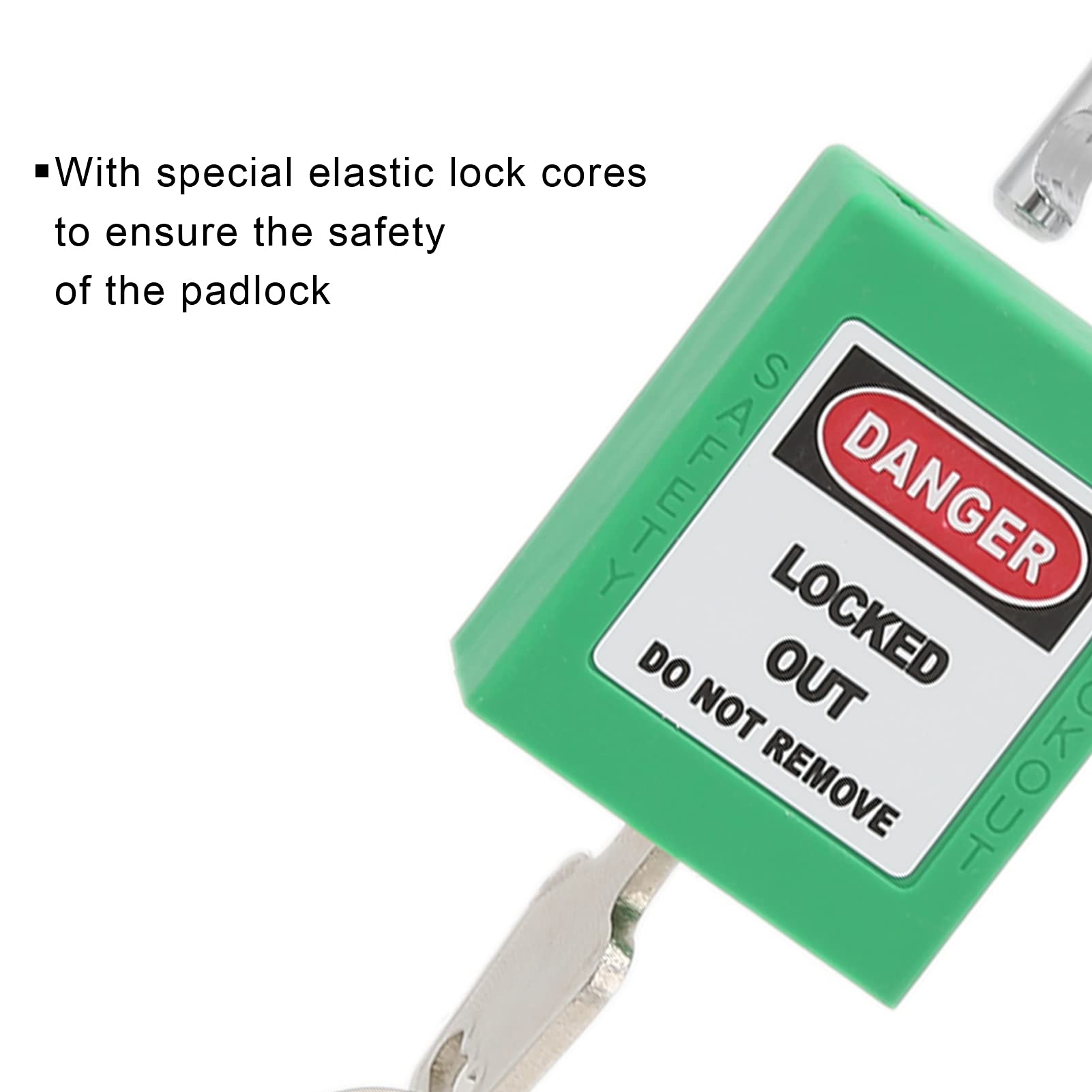 Candados Lockout Tagout, Juego de 10 Candados de Seguridad LOTO con Llaves Diferentes para Uso Eléctrico e Industrial (Verde)