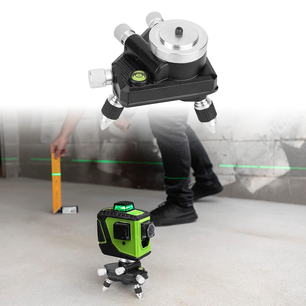 Tiiyee Adaptateur de Niveau Laser, connecteur de Base Rotatif à 360 degrés Support de trépied Standard en Alliage d'aluminium avec Filetage 1 4"Compatible avec la Plupart des appareils