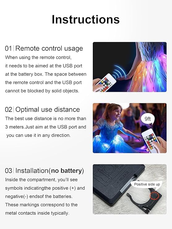 Princess Costume for Girls, RGB Light Up Toddler Dress up & Syncs Music App Control with Accessories for 3-10 Girls - Image 7