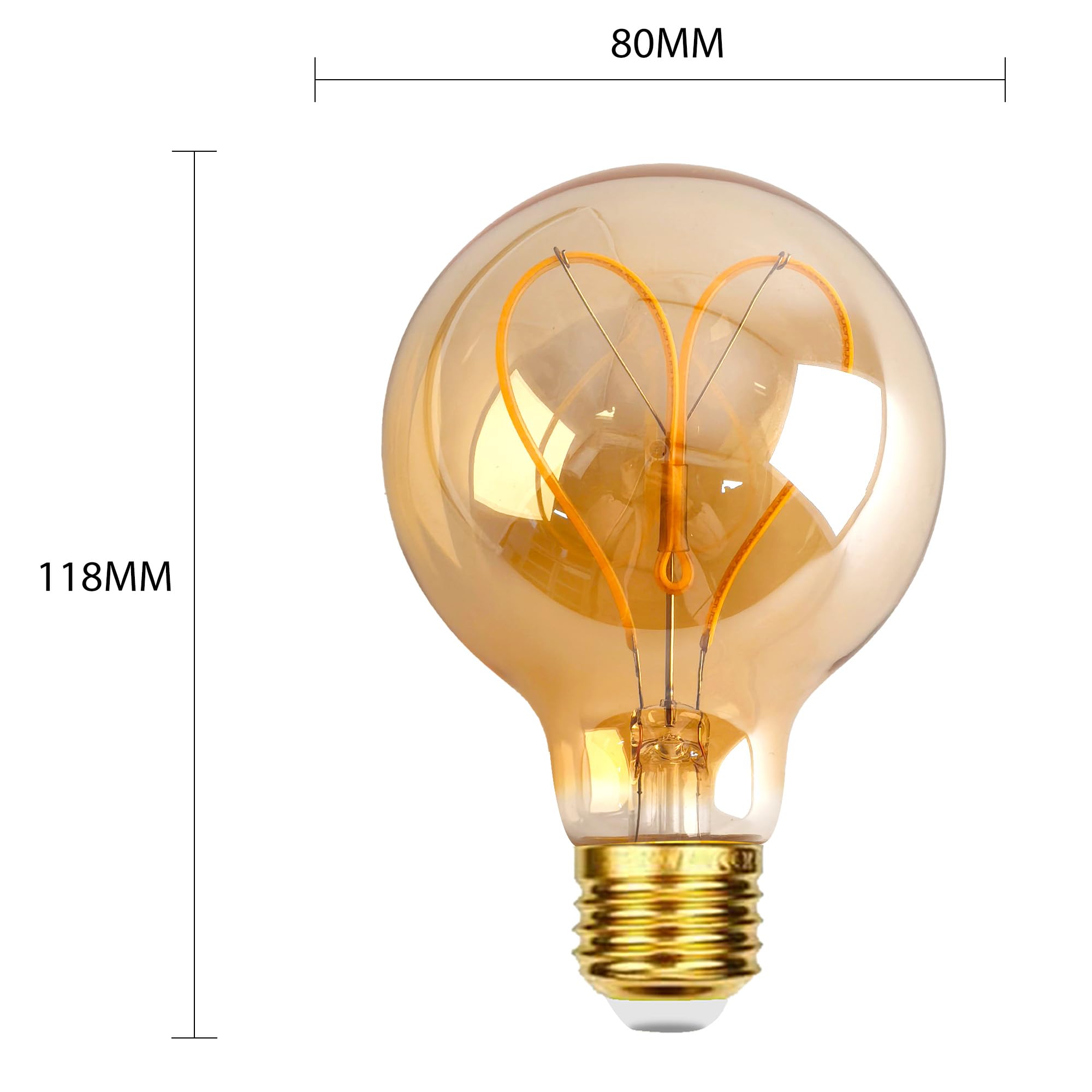 Edison Vintage E27,G80 4W Bombilla LED E27 Regulable Ideal Para Iluminación Nostálgica y Retro en la cafetería del hogar, Vidrio ámbar - 6 piezas(AXDHPS3PBT1)