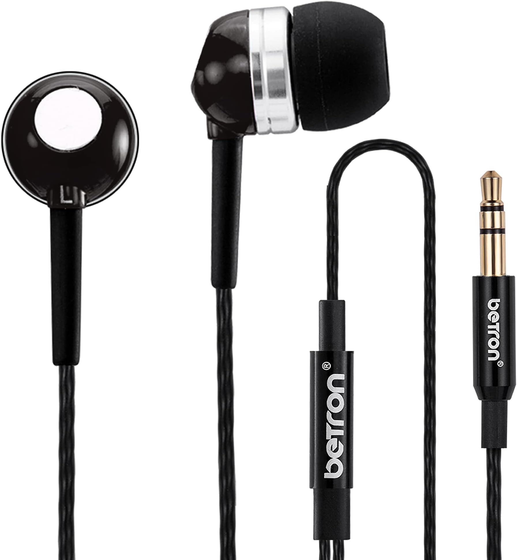 Betron Rk300 Earphones Headphones Noise Isolating Lightweight For Iphone, Ipad, Ipod, Mp3 Players, Samsung Etc - Black