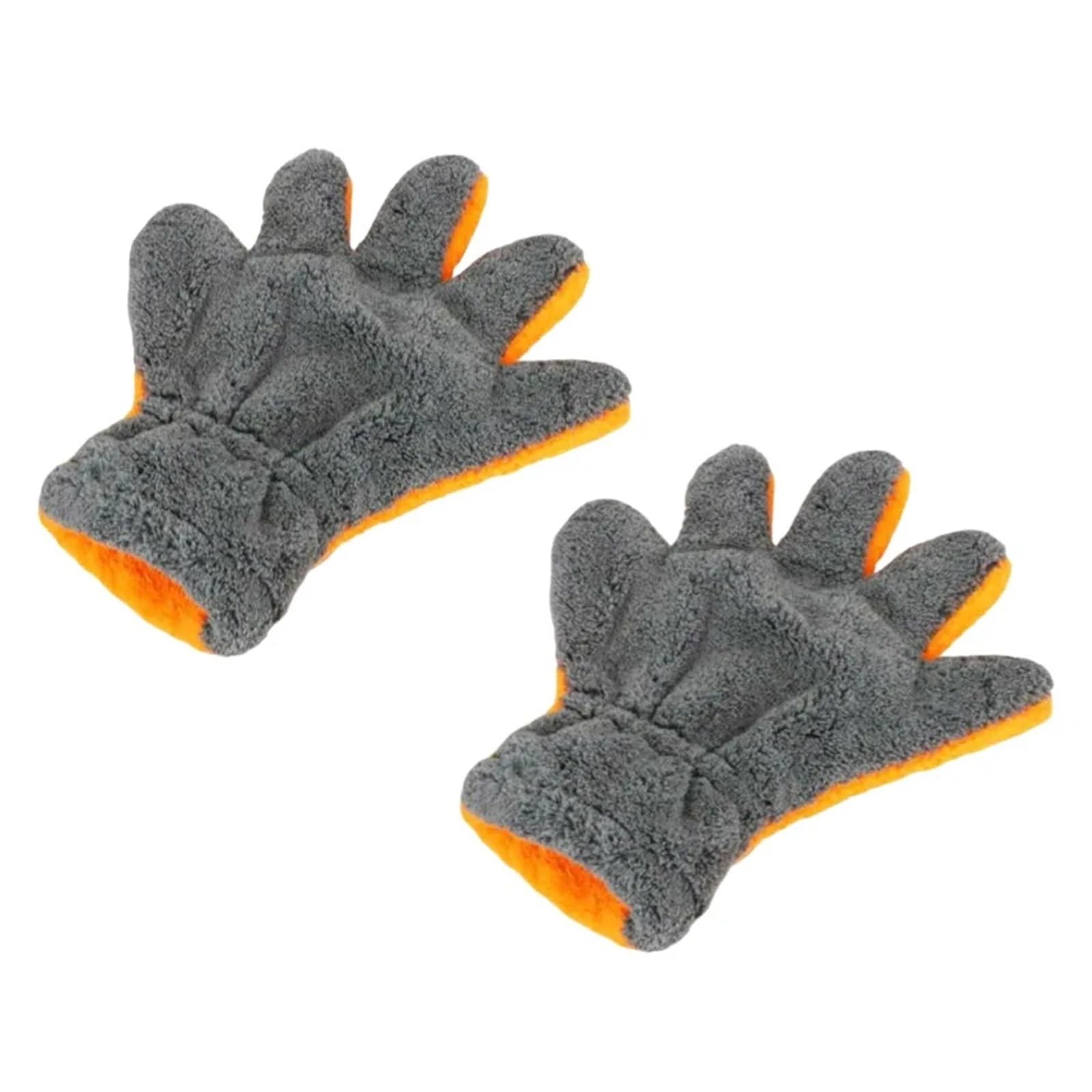 WWYYZAYC Double-Sided Coral Fleece Car Cleaning Glove Wash Mitts Five-Finger Design For Glass Wheels(Orange 2pcs)