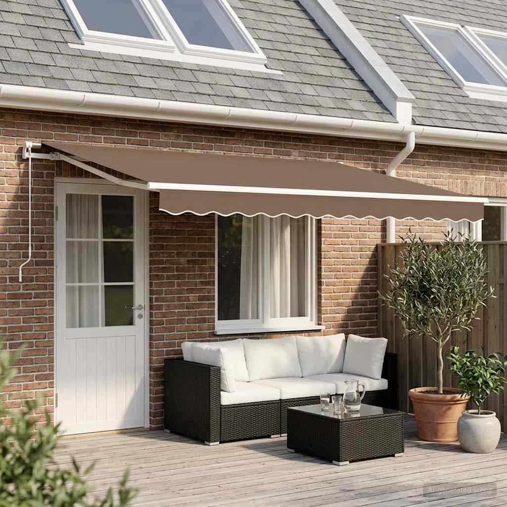 Toldo extensible, 600 x 300 cm, poliéster y aluminio | Manivela manual, tela resistente a la intemperie, marco resistente, montaje en pared, kit completo de montaje