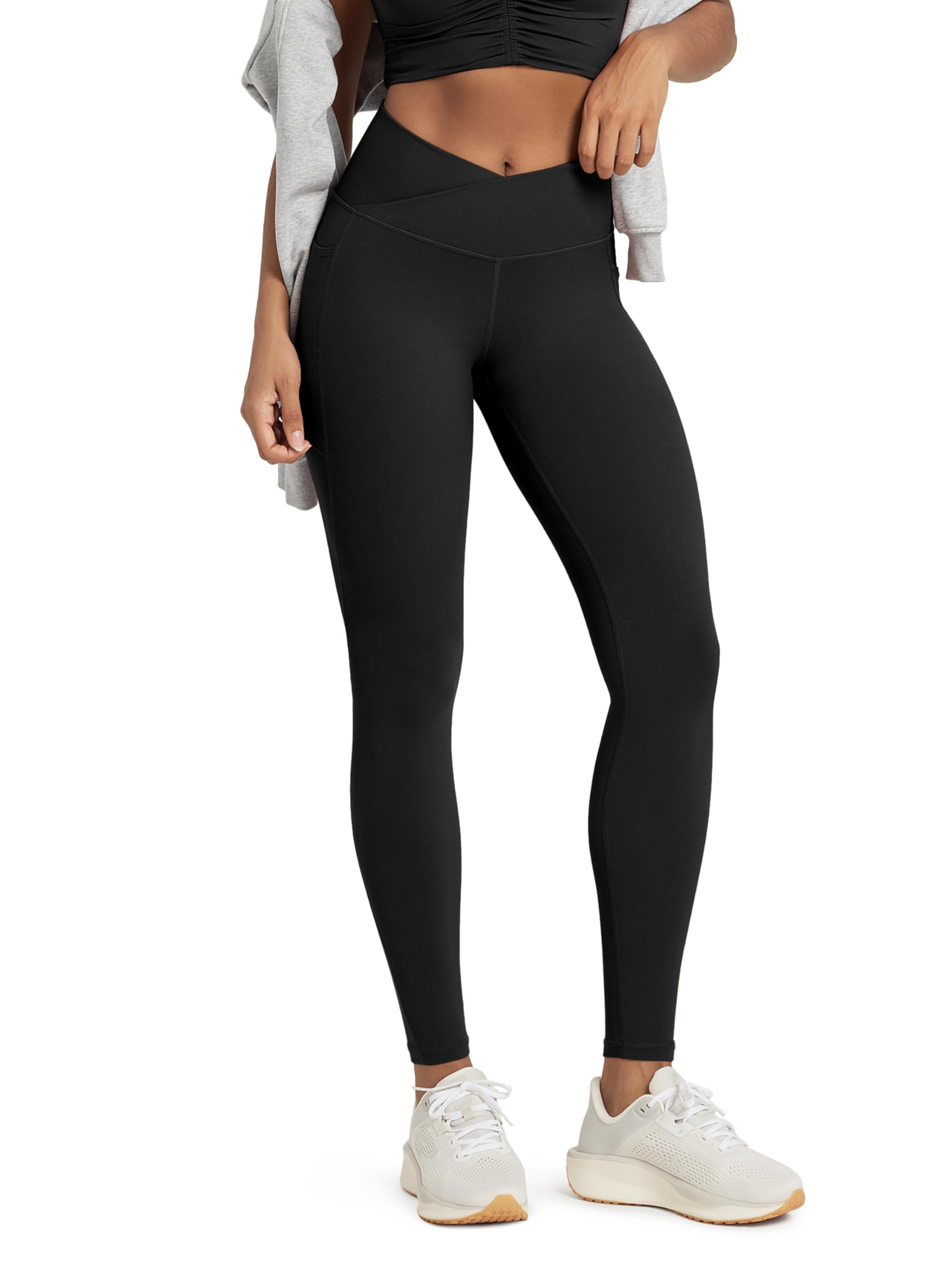 ODODOS Buttery Soft Cross Waist Leggings with Pockets for Women ODCLOUD 25 28 Crossover Lounge Yoga Pants