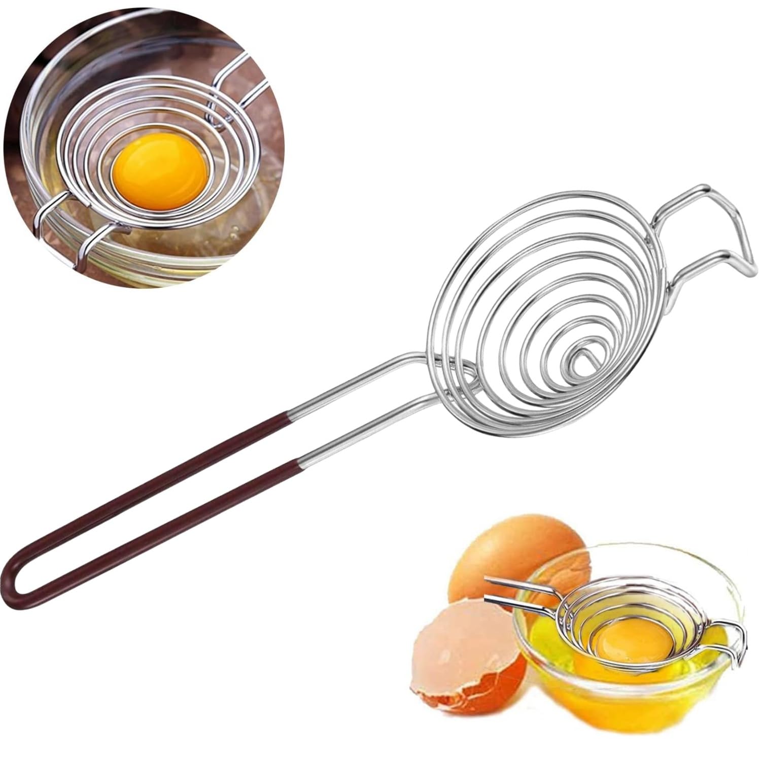 JFangZHZH Egg Separator Food Grade,Stainless Steel Egg Separator,Egg White Separator with Handles,EggYolk Separator,Egg Yolk White Separation Tool