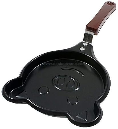 CHESHTA Lovely Multi Cartoon Shape Big Egg Frying Handled Non-Stick Omelette Pans (Black,Big)