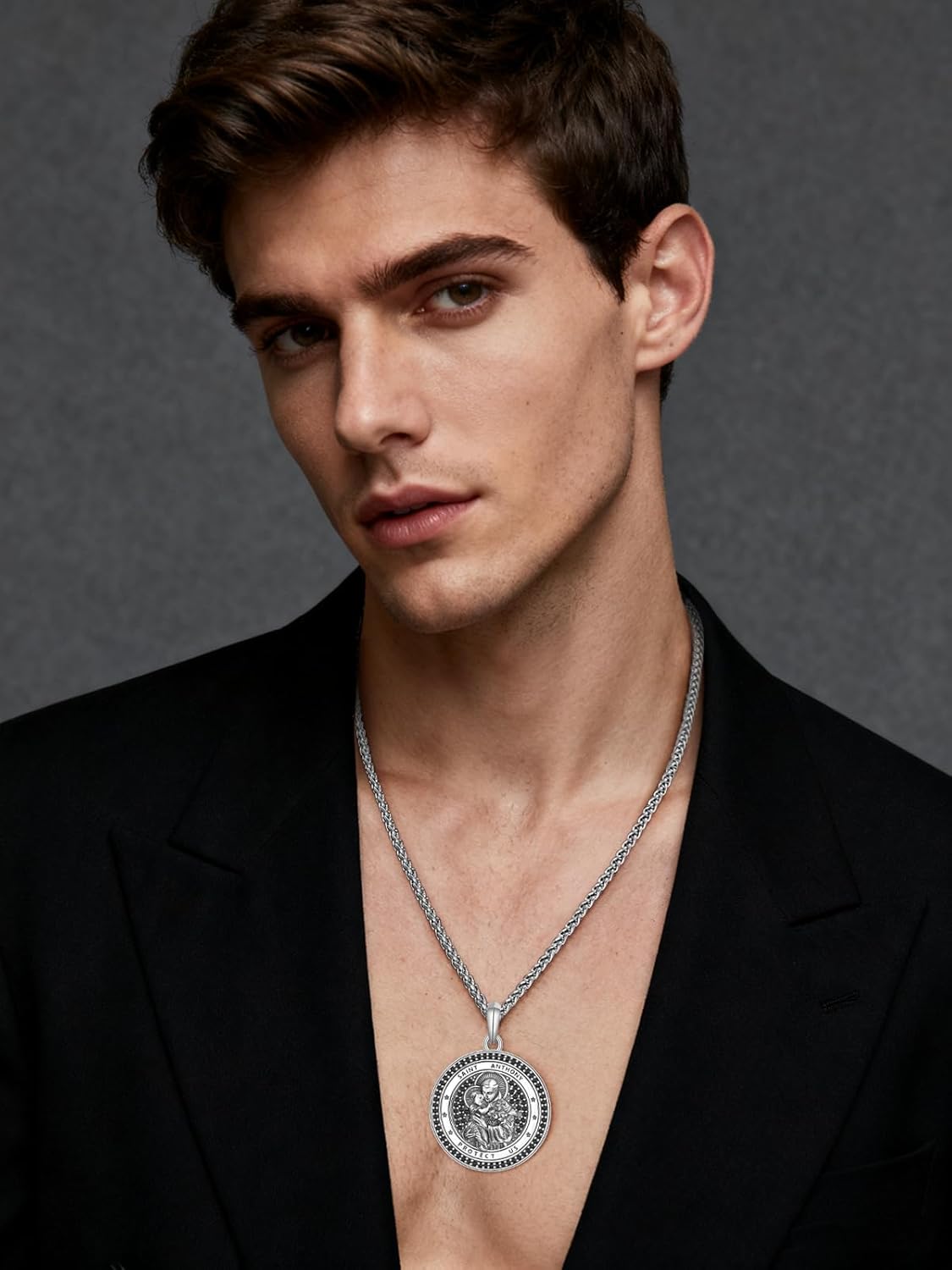 St Anthony Medal 925 Sterling Silver St Saint Anthony Necklace for Men Women Religious Gifts - Image 4
