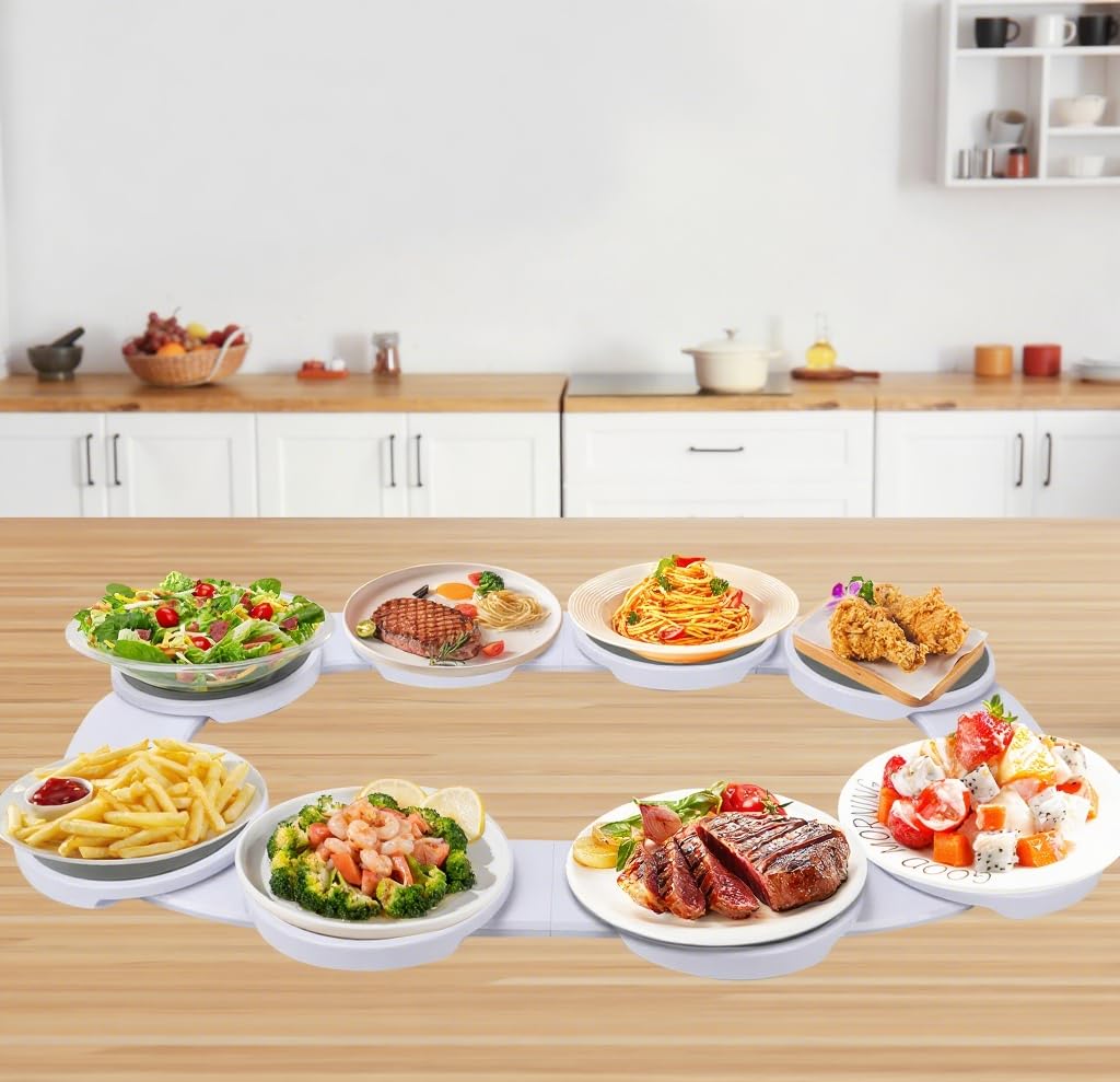 Plateau Tournant Table, Plat de Service Rotatif 360°, Plateau Tournant Salle a Manger, Plateau de Service Tournant aux Rectangulaires, Ovales pour Table à Manger, FêTes et Apéritif