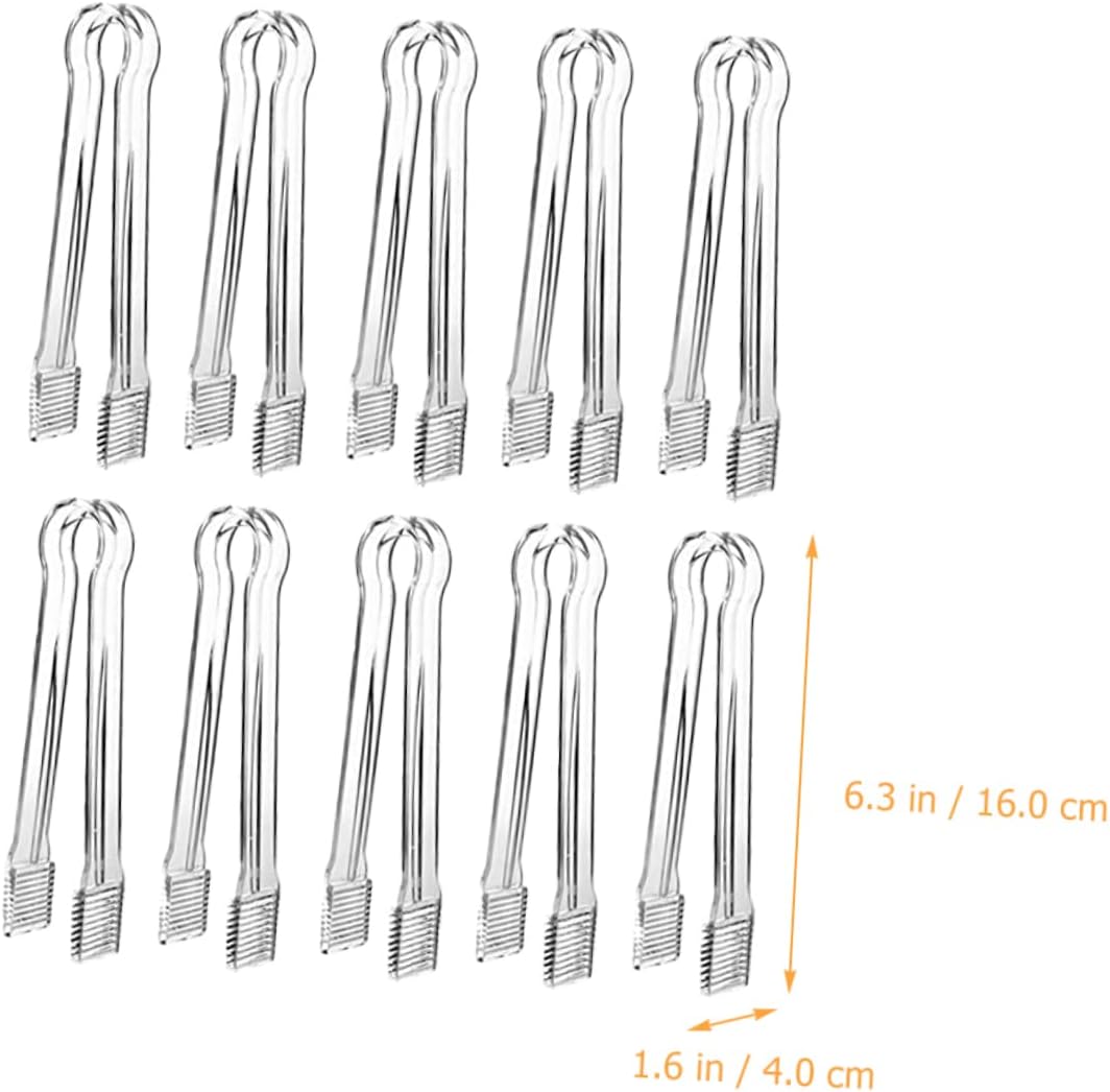 10Pcs Multipurpose Acrylic Ice Cube Clips Small Food Tongs for Parties Bars Daily Use for Ice Sugar Cubes and Snacks Serving