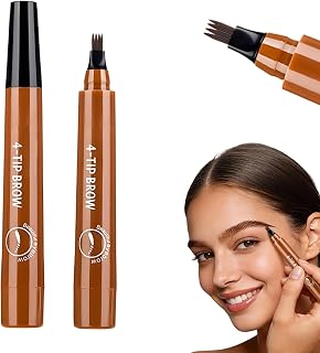 PETUPS 2025 Microblading Eyebrow Pen with 4 Tips - Waterproof, Long-Lasting Natural Brow Pencil for Women (Light Brown)
