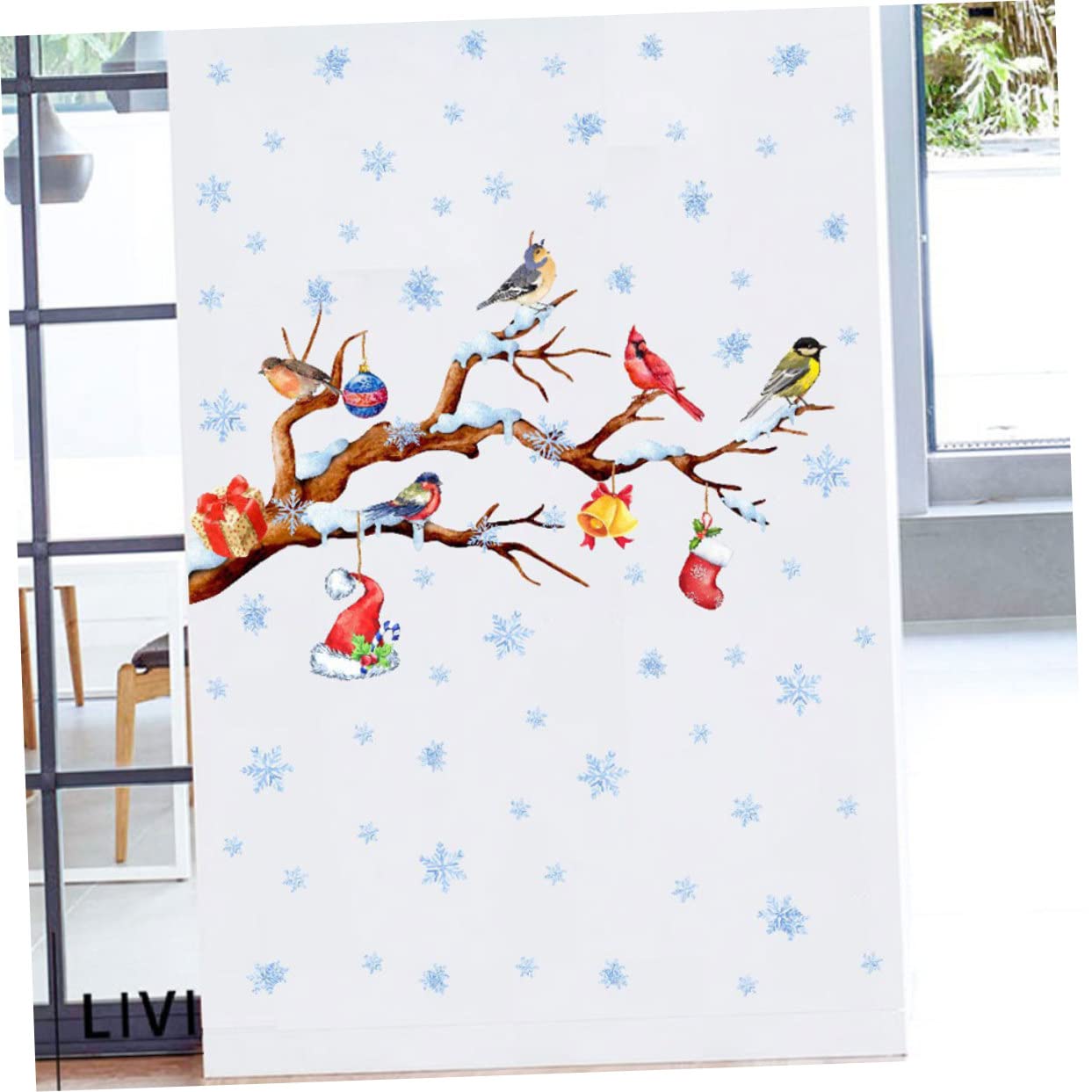 PRETYZOOM 5 Feuilles Autocollants De Fenêtre De Noël Ornements De Noël Stickers Muraux Flocon De Neige Dessin Animé Décalcomanie De Pépinière Flocons De Neige Fenêtre S'Accroche Papier