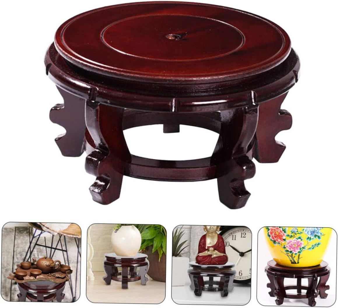 Wooden Plant Stand Display Base for Indoor Plants Solid Holder for Pots and Fish Tanks Tray Design Height Supports up