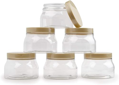 Grand Parfums Tarros de plástico Toscana de 8 onzas con tapas de oro champán. Ideal para productos cosméticos, proyectos de bricolaje, hogar, cocina