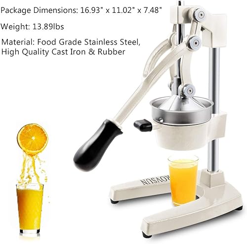 Miniatura 3 de Rovsun - Exprimidor de cítricos manual para uso comercial, para exprimir jugo de frutas, cítricos, naranja, limón y granada, Blanco