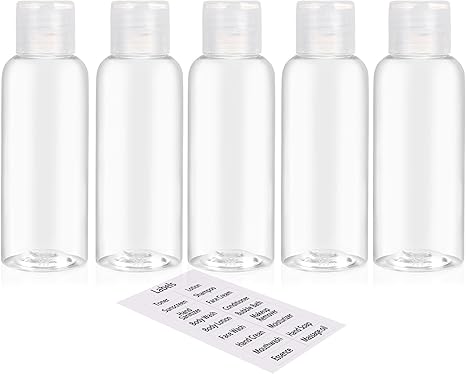 DNSEN 5 Pack 3.4oz Empty Plastic Travel Bottles for Toiletries