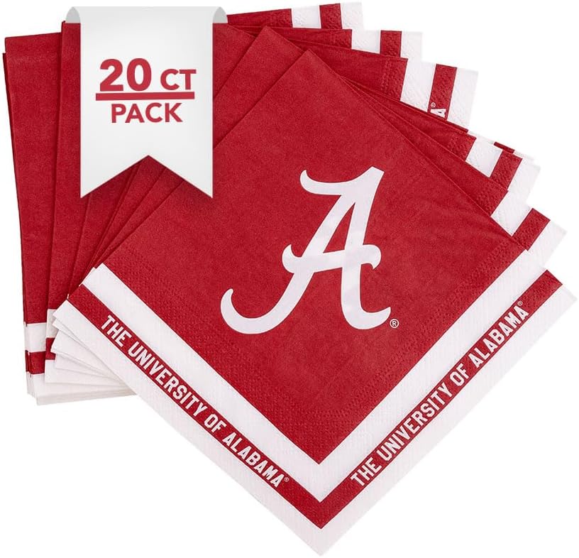 Desert Cactus The University of Alabama Disposable Napkins Crimson Tide Bama UA 20 Count 2 Ply 13 inch Dinner Square for Tailgates, Graduation, Party and Game Day Tablecloth Decoration (Design A)