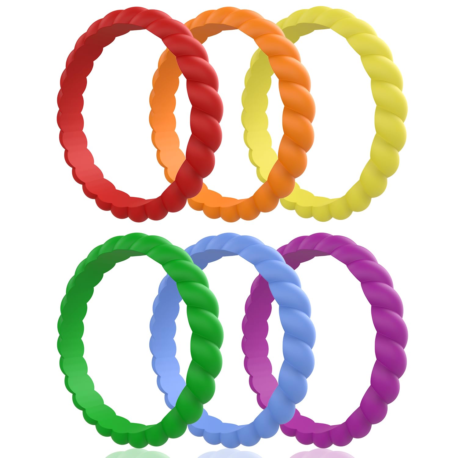 Egnaro Women's Braided Silicone Wedding Ring, Stylish Stackable Rubber Band
