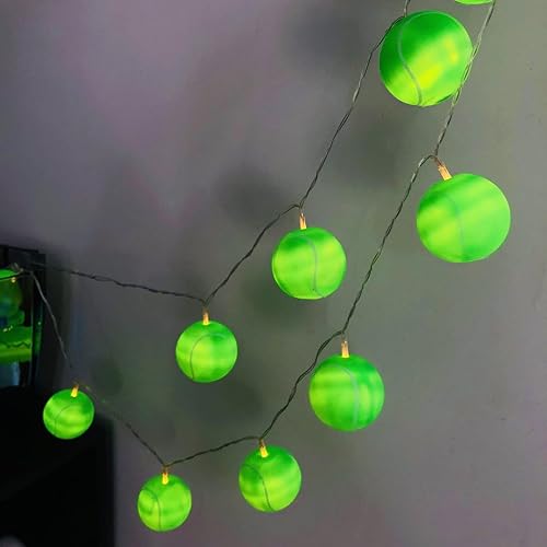 5.4 ft de largo, 10 pelotas deportivas para interiores, funciona con pilas, luces LED con forma de tenis, luz nocturna para Halloween, Navidad,