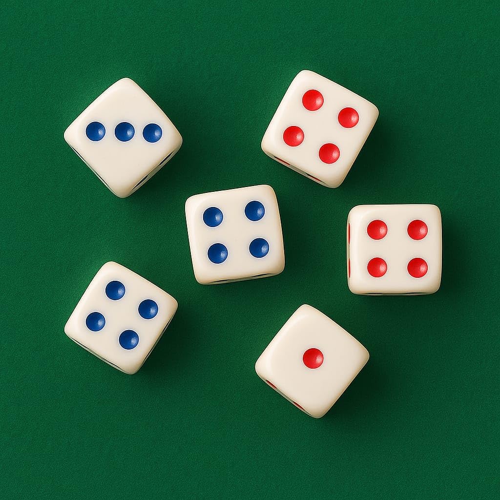 Kit com 6 Dados Coloridos ou Brancos – 16 mm Material Resistente Perfeitos para Jogos e Coleções Diversão Garantida (Colorido)