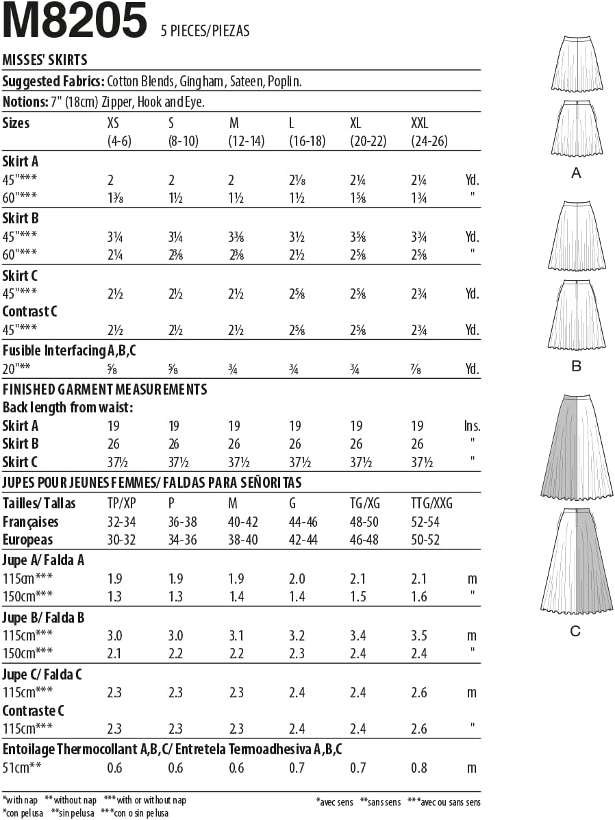 McCall's Sewing Pattern M8205Y Y (XS-S-M) Misses' Skirts, Multi Colour - Image 3