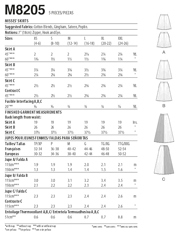 McCall M8205ZZ Misses' Circle Skirt Sewing Pattern Kit with Style Variations, Code M8205, Sizes L-XL-2XL by McCall's - Image 2