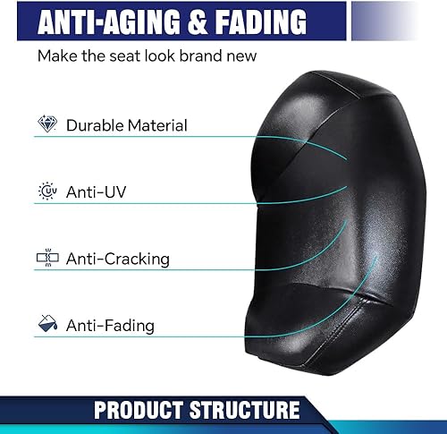 Miniatura 34 de PIT66 Funda de asiento de piel de PVC negra compatible con Honda Rancher 350 2000-2006