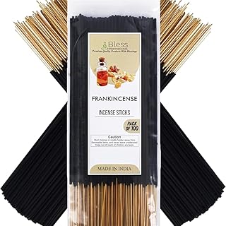 Bless-International-Frankincense 100%-Natural-Handmade-Incense-Sticks Organic-Chemicals-Free-for-Relaxation-Positivity-Yoga-Meditation 12-Inches-1-Hour-Plus-Burning-Time-100-Sticks-250-GM