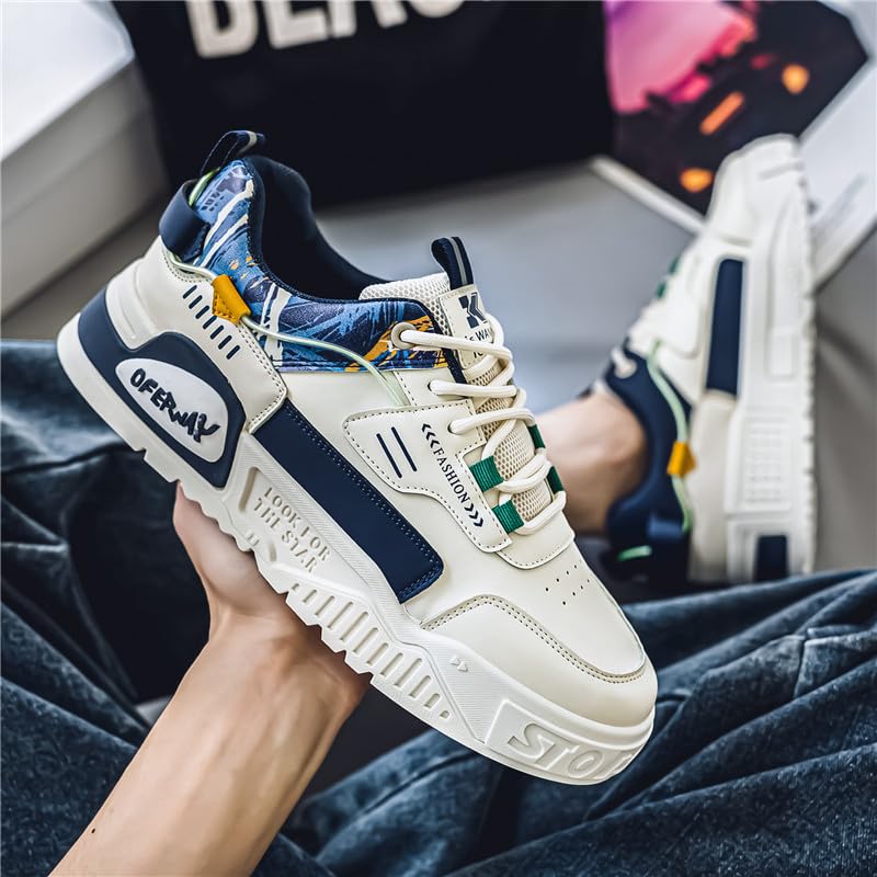 Men's Lace Up Sneakers Comfy Trendy Platform Shoes for Outdoor Walking Jogging Camping, All Seasons2