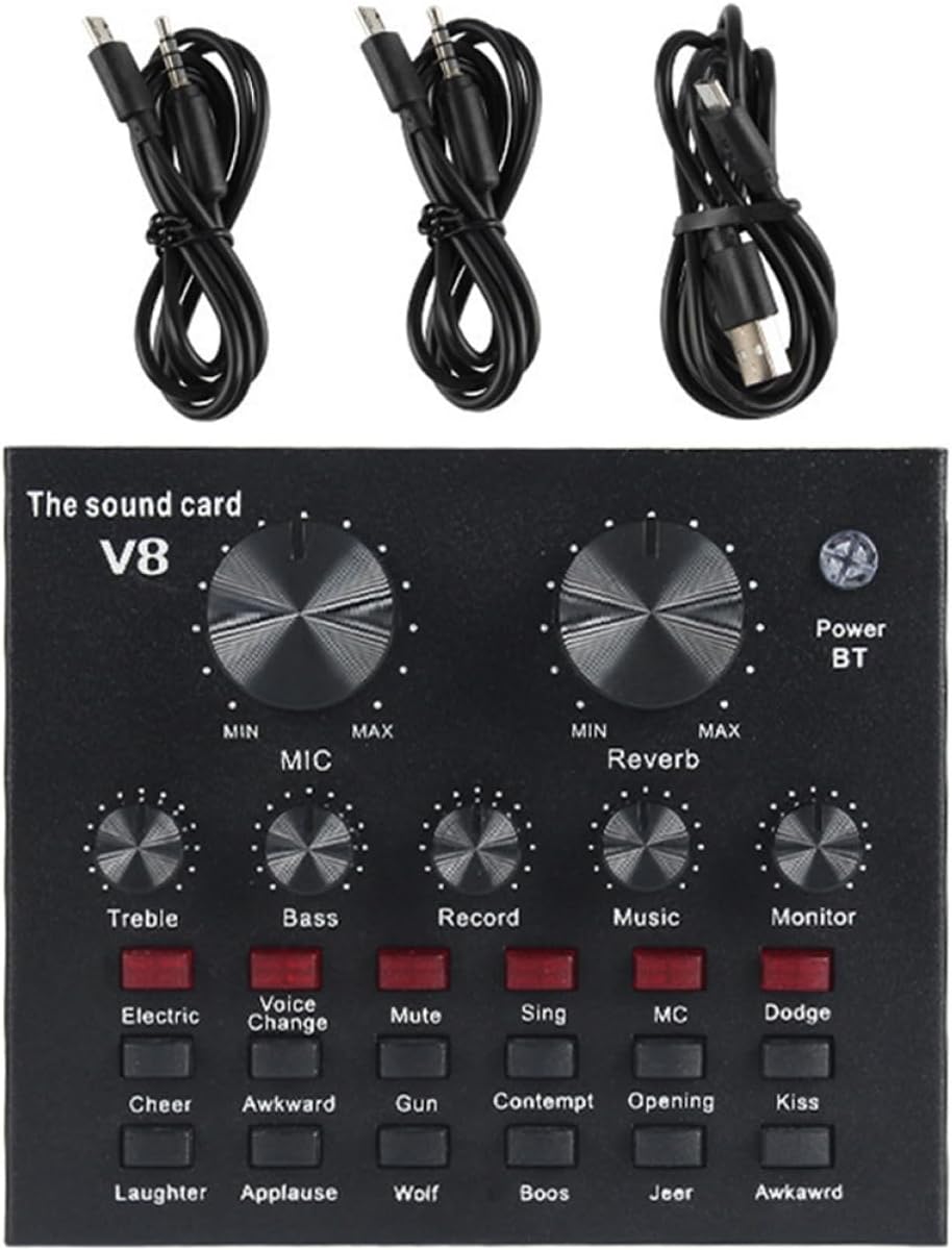 Yardwe 1set Live Streaming Sound Card Kit Condenser Microphone Set Dj Mixing Board Ktv Soundboard Broadcasting Voice Changer Household Sound Card